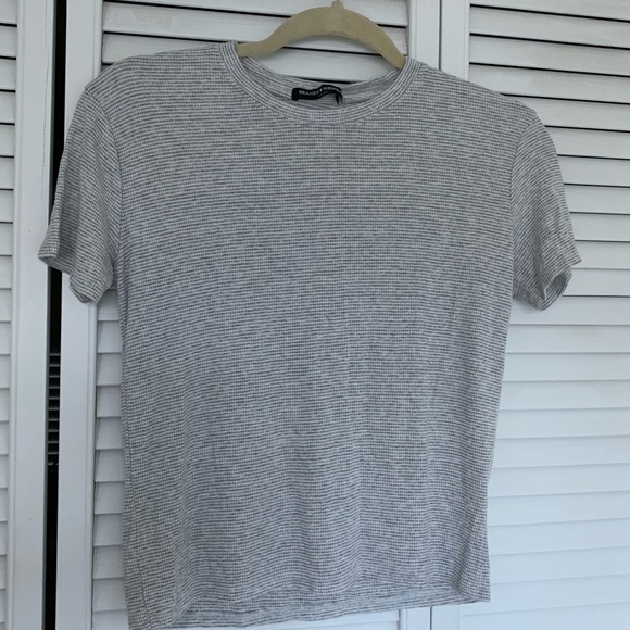 Brandy Melville Tops - Gray and white striped brandy Melville tshirt